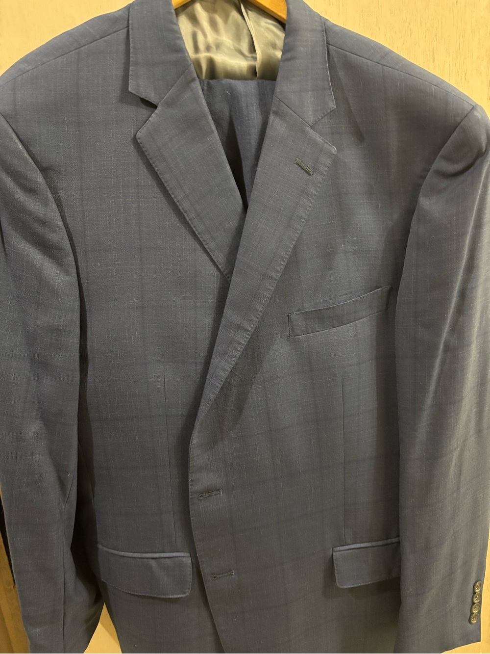 Hart Schaffner Marx Slate Blue Windowpane Suit Jacket